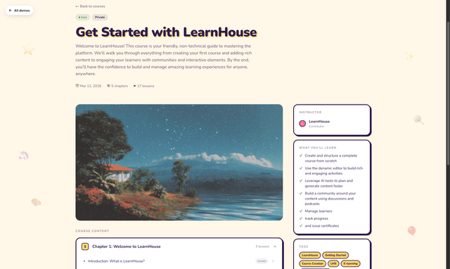 LearnHouse for Developers - Open Source LMS with REST API & CLI