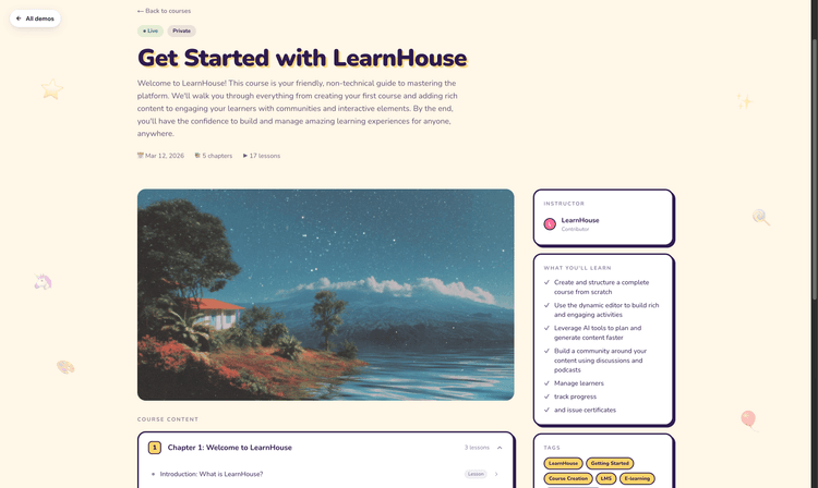 LearnHouse for Developers - Open Source LMS with REST API & CLI